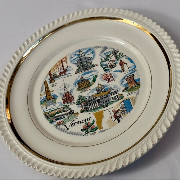 Vintage Vermont State Souvenir Plate - 10.5” Collectible with Iconic Landmarks - Picture 3 of 16
